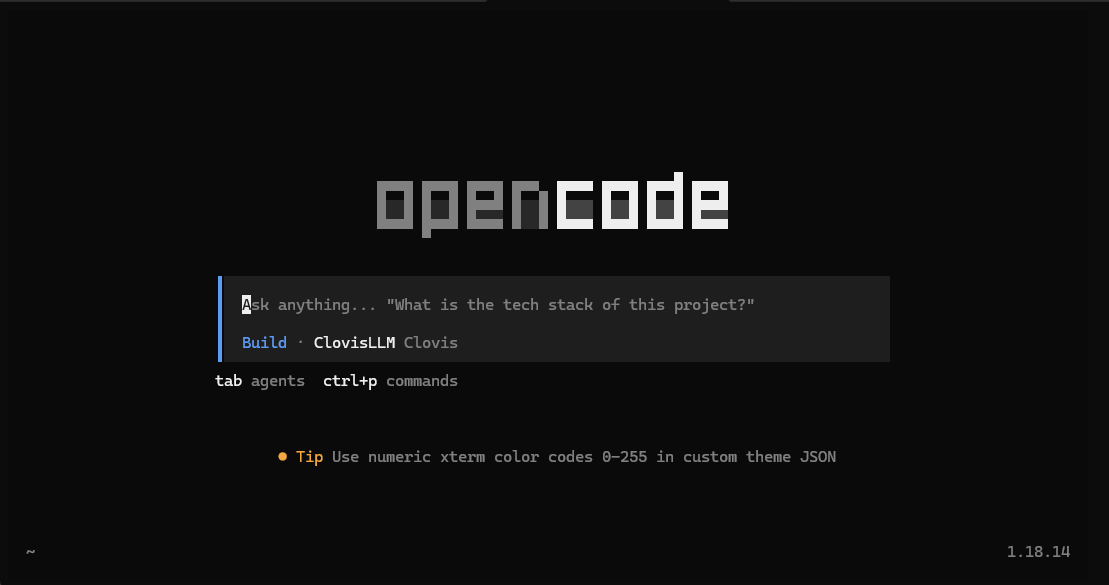 ClovisLLM sélectionné dans OpenCode