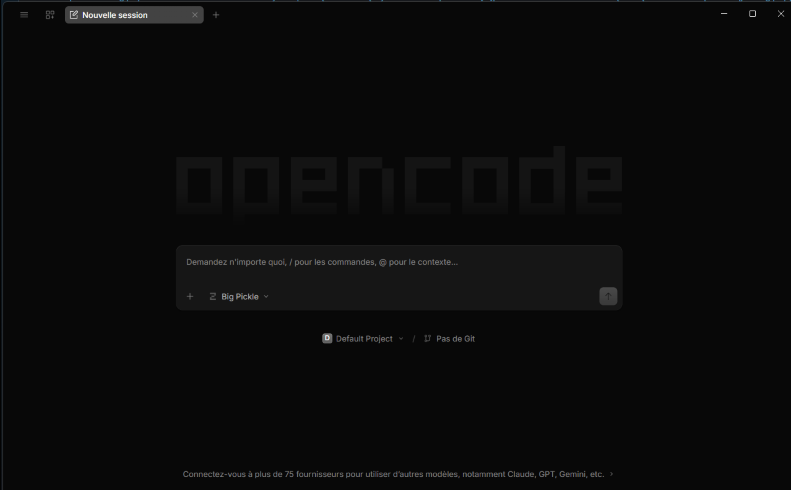 OpenCode Desktop home screen