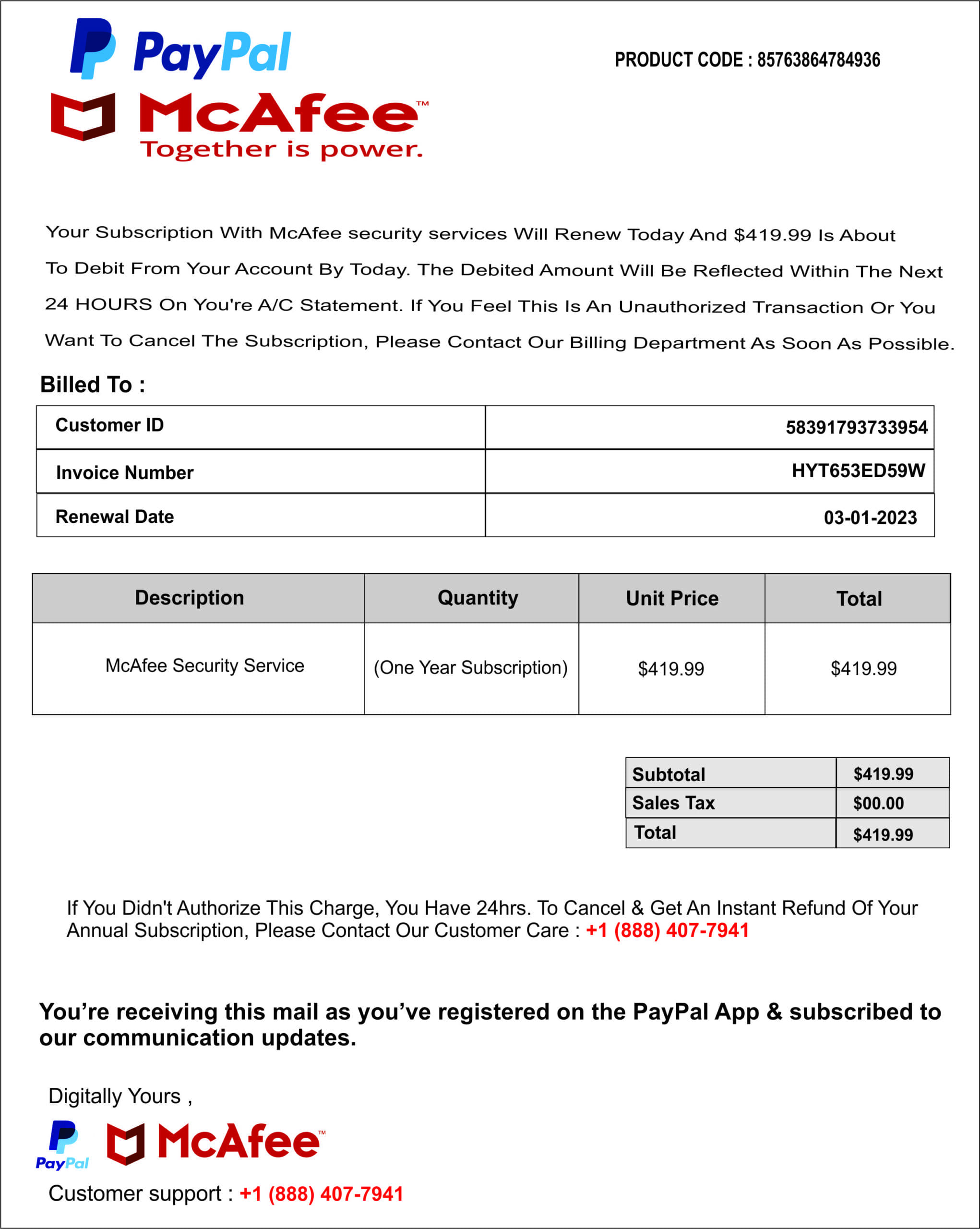 fake invoice